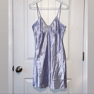 Vtg Adonna Purple Satin Chemise Mini Dress M